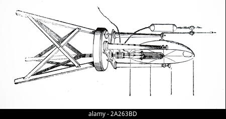 Una incisione raffigurante il meccanismo della luce Drummond (ribalta o ossi-luce di idrogeno). Datata del XIX secolo Foto Stock