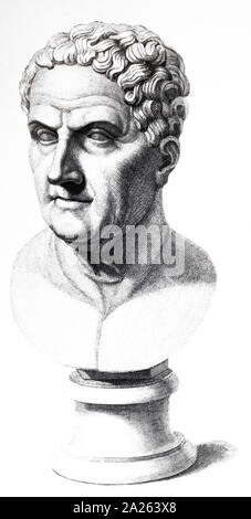 Aelius Galenus o Claudius Galenus (129 AD - c. 200/C. 216), Galeno; Greco, medico chirurgo e filosofo nell'impero romano. Disegno 1840 Foto Stock