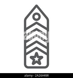 Chevron militare icona linea, uniformi e insegne, esercito segno distintivo, grafica vettoriale un modello lineare su uno sfondo bianco. Illustrazione Vettoriale