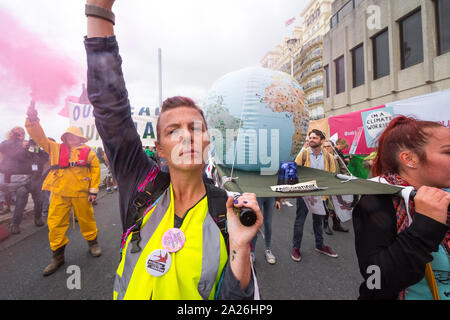 Estinzione della ribellione che protestavano davanti al Partito laburista Conferenza annuale 2019, Brighton, Regno Unito Foto Stock