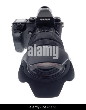 Un FujiFilm medio formato fotocamera digitale con sistema di lente. Foto Stock