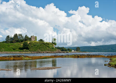 Il castello di AROS e del paesaggio. Isle of Mull, Scozia Foto Stock