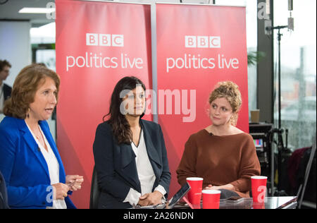 Jo Coburn BBC politica live presenter al 2019 del partito laburista conferenza annuale, Brighton, Regno Unito Foto Stock