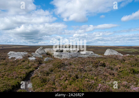 Alcomden pietre, Stanbury Moor, West York, un naturale deposito creato post di Ice Age e non un druido o simile età della pietra costruzione Foto Stock