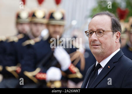 Parigi, Francia. Trentesimo Sep, 2019.Emmanuel Macron riceve estera i capi di Stato e di governo a rendere omaggio al Presidente Jacques Chirac. Foto Stock