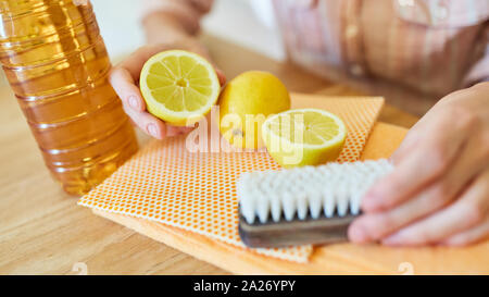 I limoni e aceto come DIY biologici agente di pulizia Foto Stock