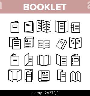 Icone della raccolta opuscoli e brochure Imposta vettore Illustrazione Vettoriale