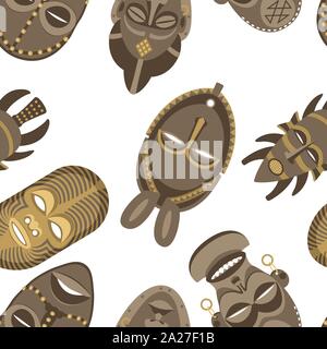 Le maschere africane Pattern Illustrazione Vettoriale