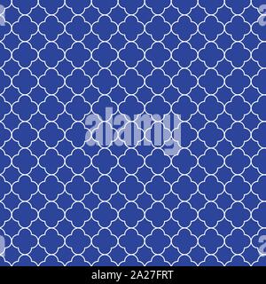 Elegante classico quatrefoil elementi su un suggestivo sfondo blu. Illustrazione Vettoriale