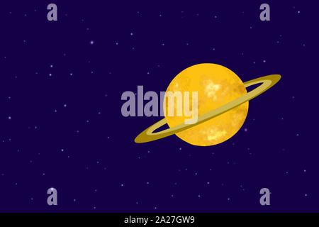 Shiny Saturno illustrazione in orbita nel sistema solare con la sua bella corona. Foto Stock