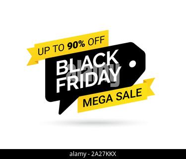 Vendita tag. Mega vendita. Venerdì nero. Elemento di Design in vendita banner, poster, cartoline. Campagna promozionale sconto evento. Offerte speciali su nero Frida Illustrazione Vettoriale