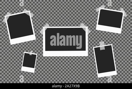 Polaroid telai incollati al fondo trasparente Illustrazione Vettoriale