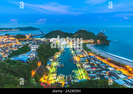 Vista aerea del porto di Suao in Yilan, Taiwan Foto Stock