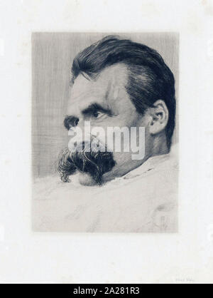 Friedrich Nietzsche, 1844 -1900. Filosofo tedesco, filologo e studioso di musica classica. Dopo un lavoro contemporaneo di Hans Olde. Foto Stock