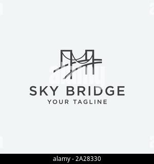Ponte unico logo design template, ponte stile lineare logo, memorabile logo a ponte Illustrazione Vettoriale
