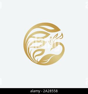 Peacock logo design illustrazione, peacock icon illustrazione, bellezza logo design, peacock icona di lusso in EPS.10 Illustrazione Vettoriale