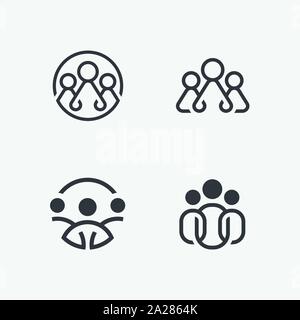 Persone icona lineare impostato, team leader icon set, team leader icon illustrazione, team leader icona vettore semplice e moderno design lineare. Illustrazione Vettoriale