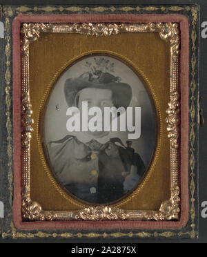 Thomas privato Bobo di H Company, 5 South Carolina Reggimento di Fanteria; H Company, 9 South Carolina Reggimento di Fanteria; K azienda,1a South Carolina luce reggimento di artiglieria in uniforme e hat decorato con fiori Foto Stock