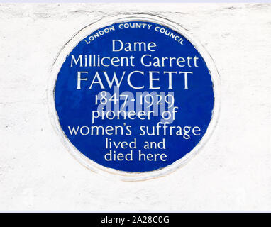 Dame Millicent Garrett Fawcett, 1847-1929, targa blu Foto Stock