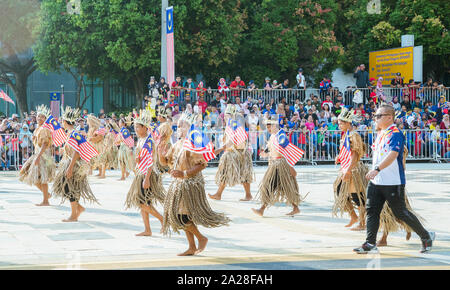 Agosto 31, 2019: la vista ravvicinata della sfilata condizionato marciando al 62o giorno di indipendenza o Merdeka Day celebrazione della Malesia in Putrajaya. Foto Stock