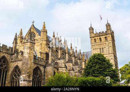 Il XV secolo norman stile gotico cattedrale della città di Exeter,Devon, Inghilterra, Regno Unito. Foto Stock