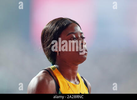 Doha in Qatar. 1 Ott 2019. Shaunae Miller-Uibo delle Bahamas a competere in 200 metri per le donne durante il XVII IAAF mondiale di atletica Al Khalifa Stadium di Doha, in Qatar. Ulrik Pedersen/CSM/Alamy Live News Foto Stock