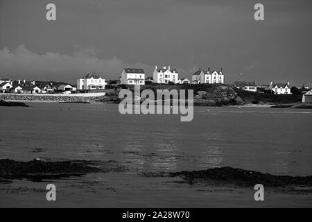 Case in tutta l'acqua, TREARDDUR BAY, Anglesey, Galles del Nord, Regno Unito Foto Stock