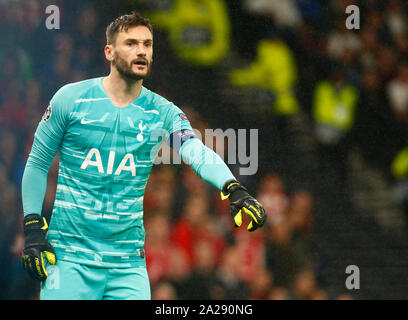 Londra, Regno Unito. 01 ott 2019. LONDON, Regno Unito 01 ottobre. Tottenham Hotspur di Hugo Lloris durante UAFA Champion League Gruppo B tra Tottenham Hotspur e Bayern Monaco di Baviera a Tottenham Hotspur Stadium, Londra, Regno Unito il 01 ottobre 2019 Credit: Azione Foto Sport/Alamy Live News Foto Stock
