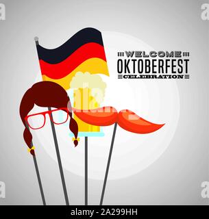Oktoberfest celebrazione illustrazione, la festa della Birra progettazione Illustrazione Vettoriale