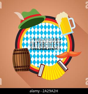 Oktoberfest celebrazione illustrazione, la festa della Birra progettazione Illustrazione Vettoriale