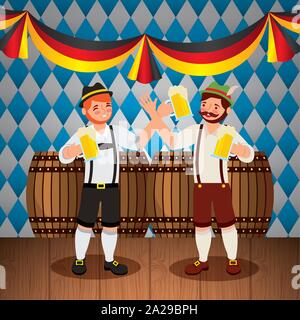 Oktoberfest celebrazione illustrazione, la festa della Birra progettazione Illustrazione Vettoriale