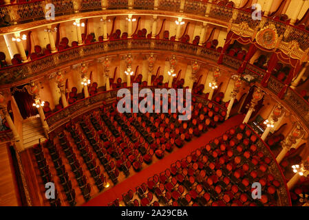 L'interno del Teatro Amazonas, l'opera house di Manaus Brasile costruita durante il boom di gomma. Foto Stock