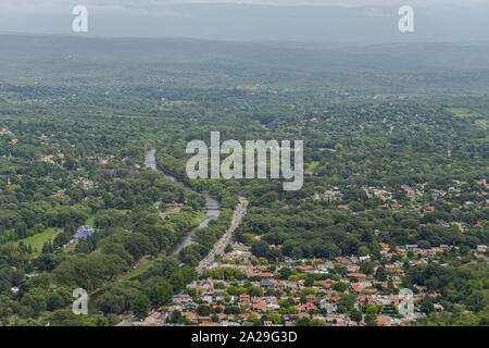 Vista aerea della Valle di Calamuchita, Cordoba, Argentina Foto Stock