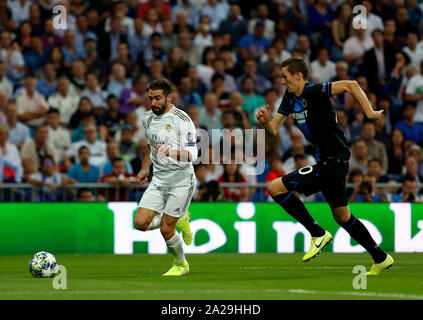 Real Madrid CF Dani Carvajal in azione durante la UEFA Champions League match tra il Real Madrid e il Club Brugge a Santiago Bernabeu Stadium.(punteggio finale: Real Madrid 2-2 Bruges) Foto Stock