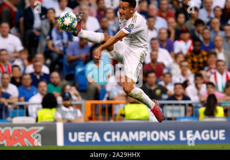 Real Madrid CF di Lucas Vazquez in azione durante la UEFA Champions League match tra il Real Madrid e il Club Brugge a Santiago Bernabeu Stadium.(punteggio finale: Real Madrid 2-2 Bruges) Foto Stock