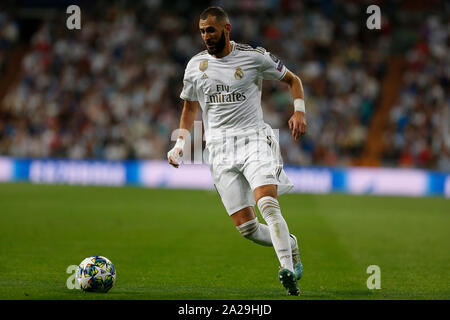 Real Madrid CF di Karim Benzema in azione durante la UEFA Champions League match tra il Real Madrid e il Club Brugge a Santiago Bernabeu Stadium.(punteggio finale: Real Madrid 2-2 Bruges) Foto Stock