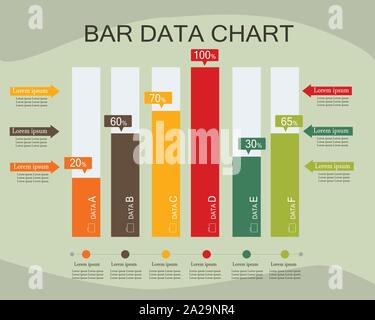 Infografica del grafico dei dati a barre, illustrazione vettoriale del grafico aziendale Illustrazione Vettoriale