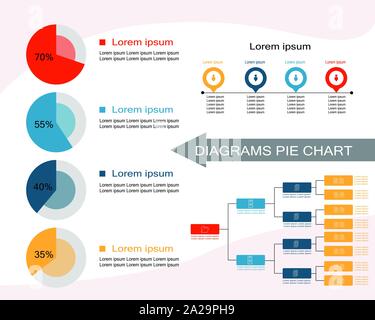 Infografica diagramma grafico a torta, illustrazione vettoriale grafico aziendale Illustrazione Vettoriale