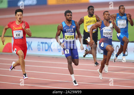 Doha in Qatar. Il 30 settembre, 2019. Noè Lyles (USA) : atletica leggera IAAF World Championships Doha 2019 Uomini 200m semi-finale Al Khalifa International Stadium di Doha, Qatar . Credito: YUTAKA AFLO/sport/Alamy Live News Foto Stock