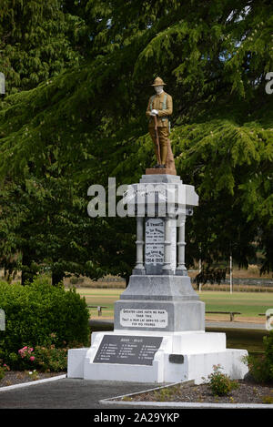 ANZAC memorial statua di Murchison, Nuova Zelanda Foto Stock