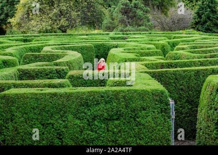 La donna nel labirinto, VanDusen Botanical Garden, Vancouver, British Columbia, Canada. Foto Stock