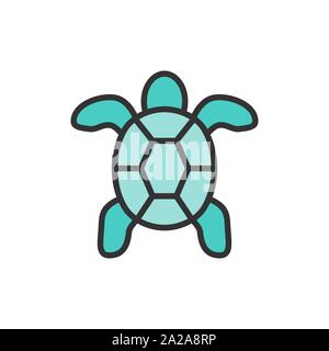 Vector tartaruga, gli animali acquatici colore piatto icona linea. Illustrazione Vettoriale