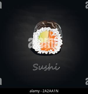 Il nigiri sushi illustrazione su sfondo scuro isolato Illustrazione Vettoriale