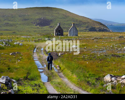 Slaggan le rovine del villaggio abbandonato nel 1943 vicino a Aultbea Wester Ross Scozia Settembre Foto Stock