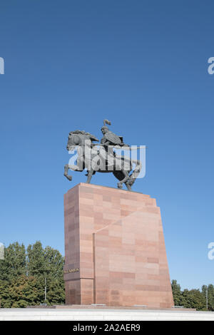 Bishkek Kirghizistan statua di manas il grande in ala-troppo square Foto Stock
