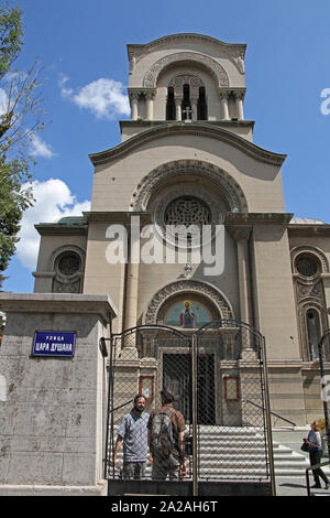 Alexander Nevski Chiesa Ortodossa Serba esterno, Belgrado, Serbia. Foto Stock