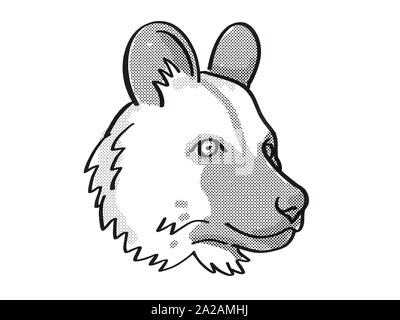 Retrò cartoon mono stile linea disegno della testa di un Africano cane selvatico noto anche come cane verniciato e Capo Caccia cane, una fauna selvatica minacciate di estinzione delle specie su Foto Stock