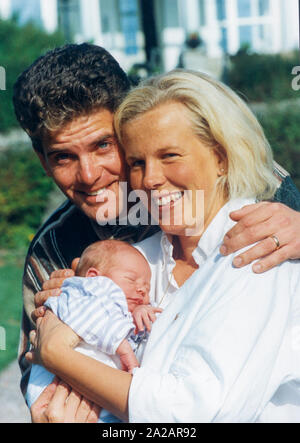 JESPER PARNEVIK Swedish professional golfer con mia moglie e mia figlia primogenita Peg Foto Stock