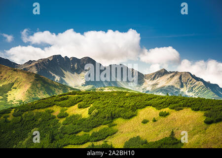 Salatin Mountain Range e Brestowa picco in slovacco Monti Tatra - vista da Rakon in Polonia - trekking in autunno Foto Stock