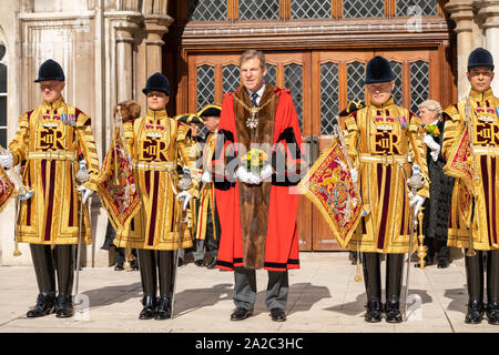 Londra UK, 2° Ott2019 elezione del nuovo sindaco della città di Londra, Assessore William Russell, con lo Stato di credito trombettieri Ian DavidsonAlamy Live News Foto Stock